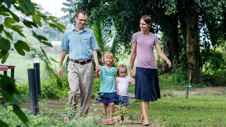 Cheeseman family walking