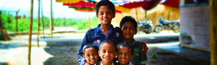 Group of smiling young Indian boys