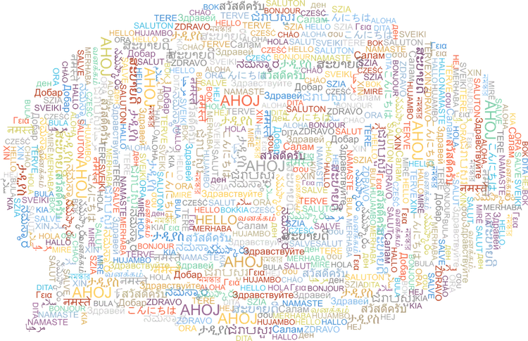 Multilingual Hello speech bubble